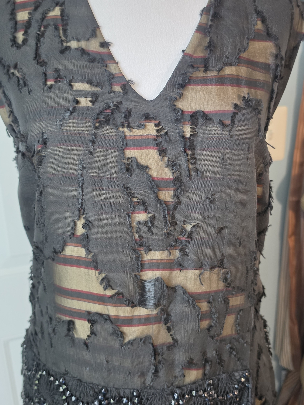Y2K Vintg Dries Van Noten Doria Embellished Flapper Cocktail Midi Dress 6 Black - Picture 8 of 15